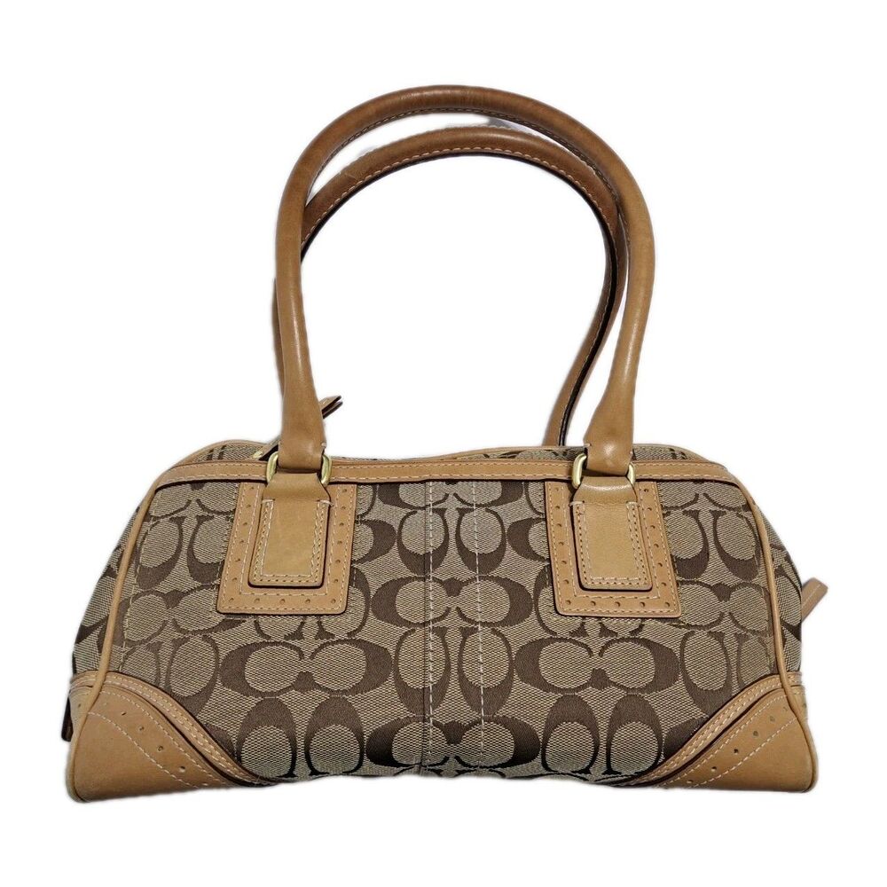 COACH 10532 Signature Hamptons Carryall Satchel Handbag Purse Brown Beige